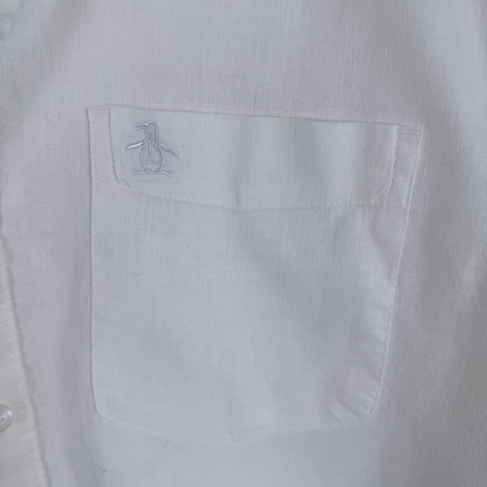 Coastal Grandfather Resort Vacation Linen Preppy Shirt OriginalPenguin Mens L - Picture 2 of 8
